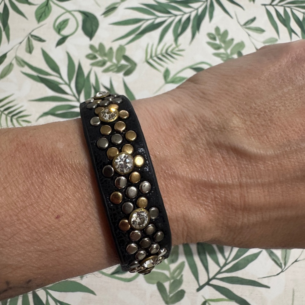Black and Gold Studded Bracelet